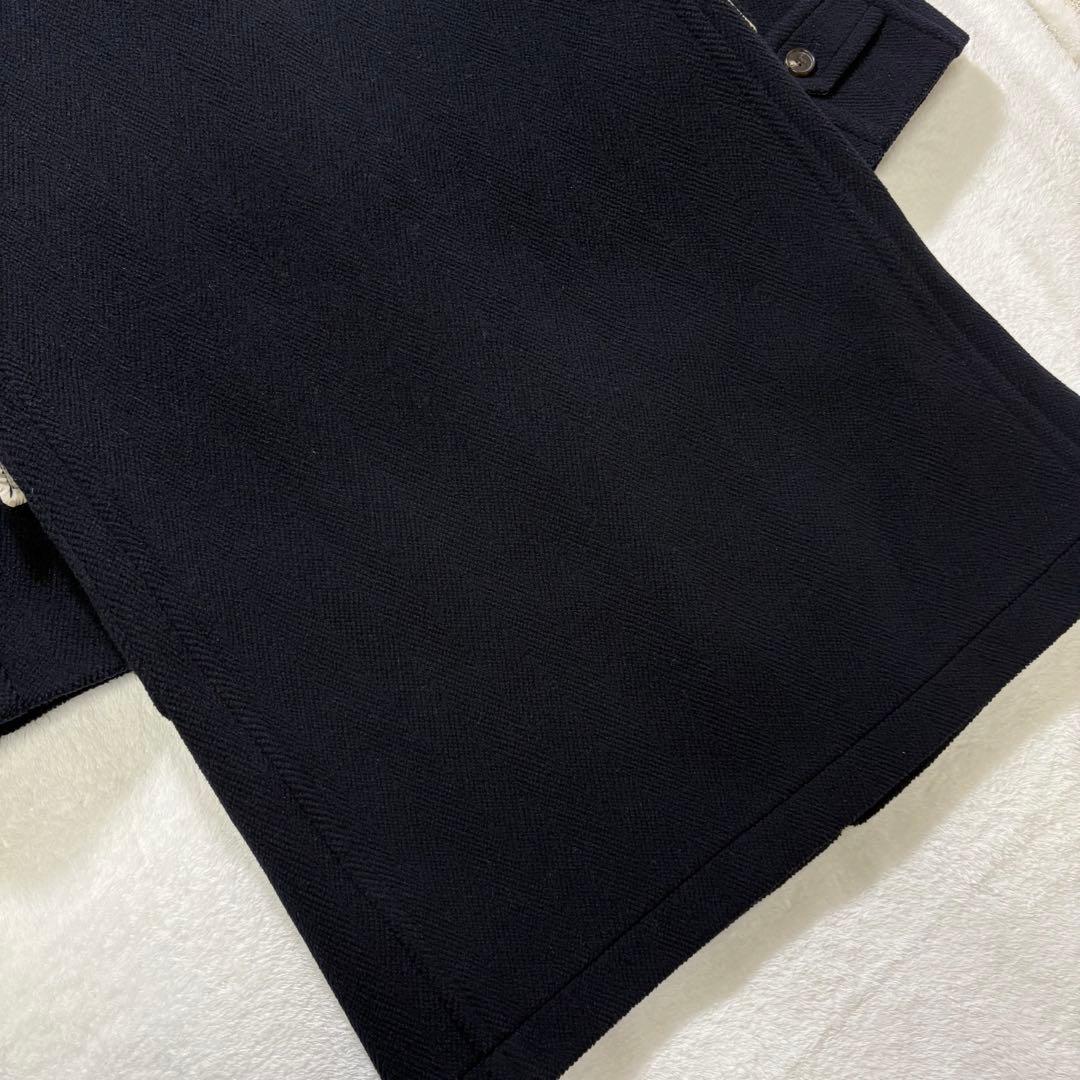 OLD ENGLAND ダッフルコート　ヘリンボーン ライナー付 牛革 ネイビー