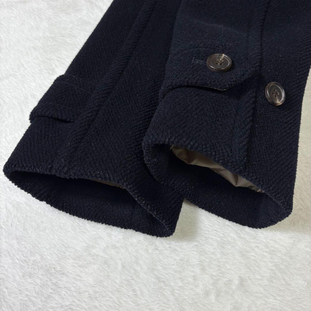 OLD ENGLAND ダッフルコート　ヘリンボーン ライナー付 牛革 ネイビー