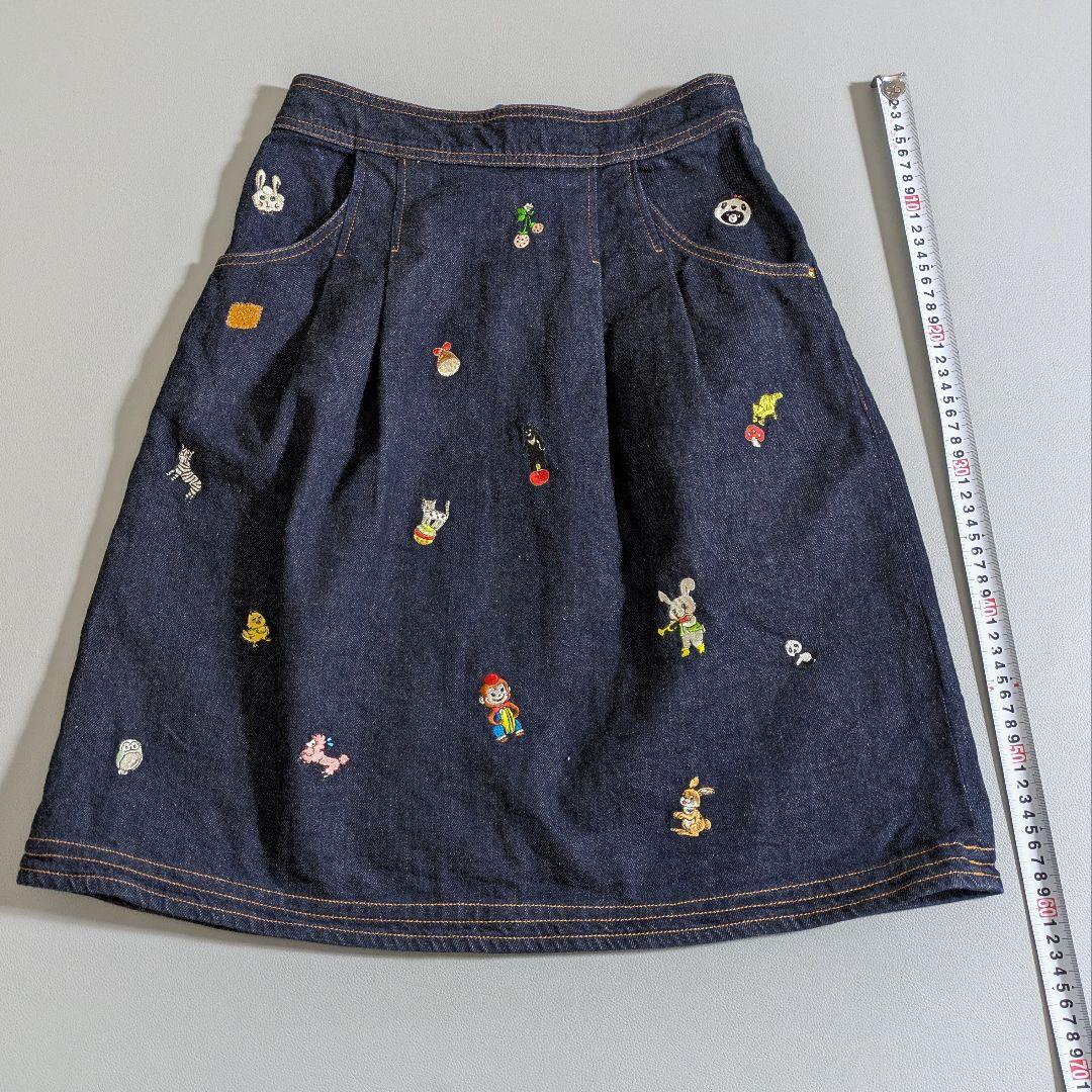 レア◎フランシュリッペ／キャラクター刺繍 デニムスカート ユキエモン
