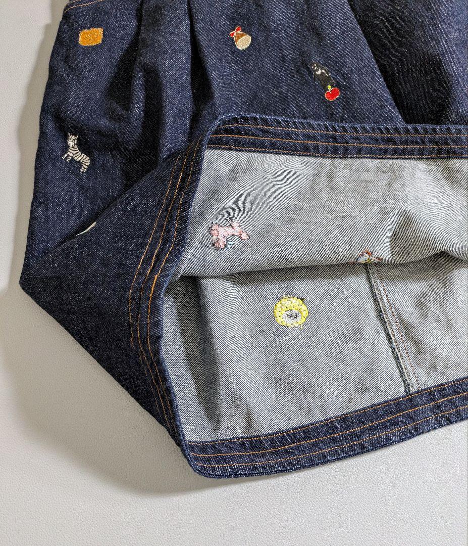レア◎フランシュリッペ／キャラクター刺繍 デニムスカート ユキエモン