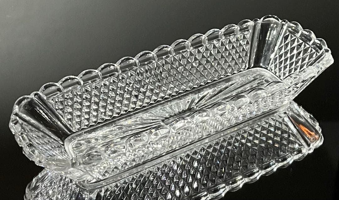 Baccarat バカラ/※19世紀 刻印有　ディアマンビゾー　長皿　トレイ