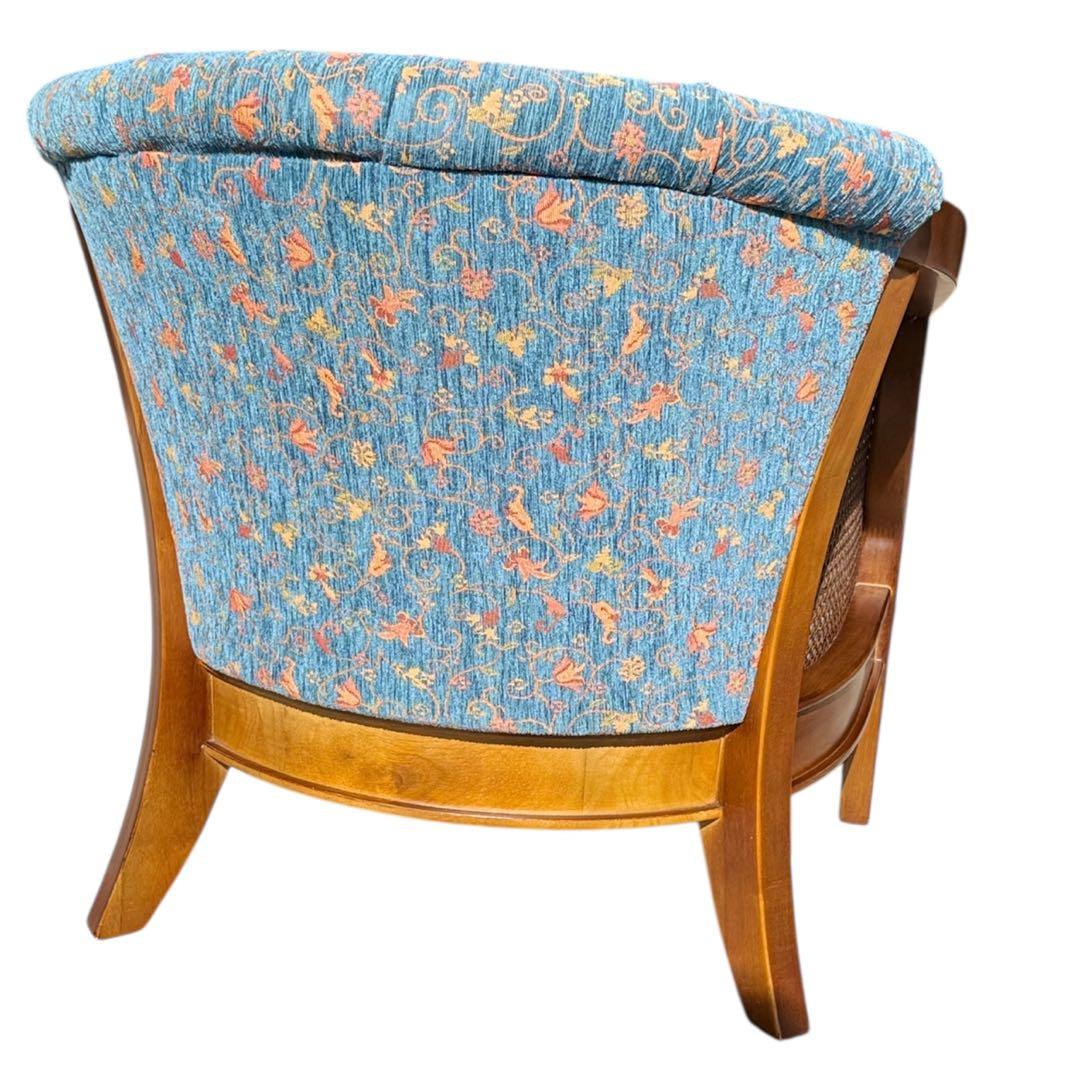 KZ031 【廃盤】三越ブルージュ　カントリーハウス　籐　1Pソファ　小花柄