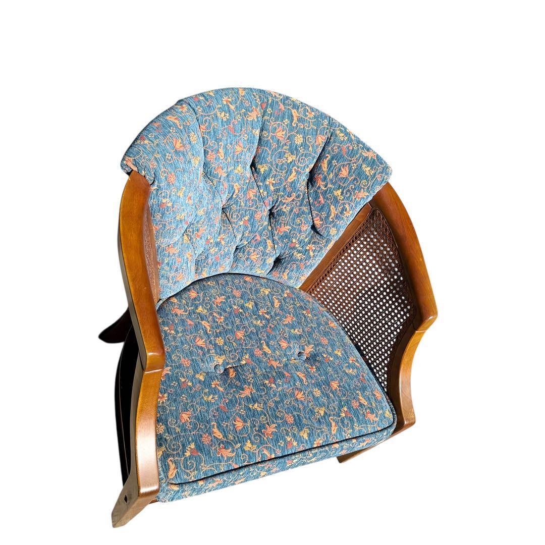 KZ031 【廃盤】三越ブルージュ　カントリーハウス　籐　1Pソファ　小花柄