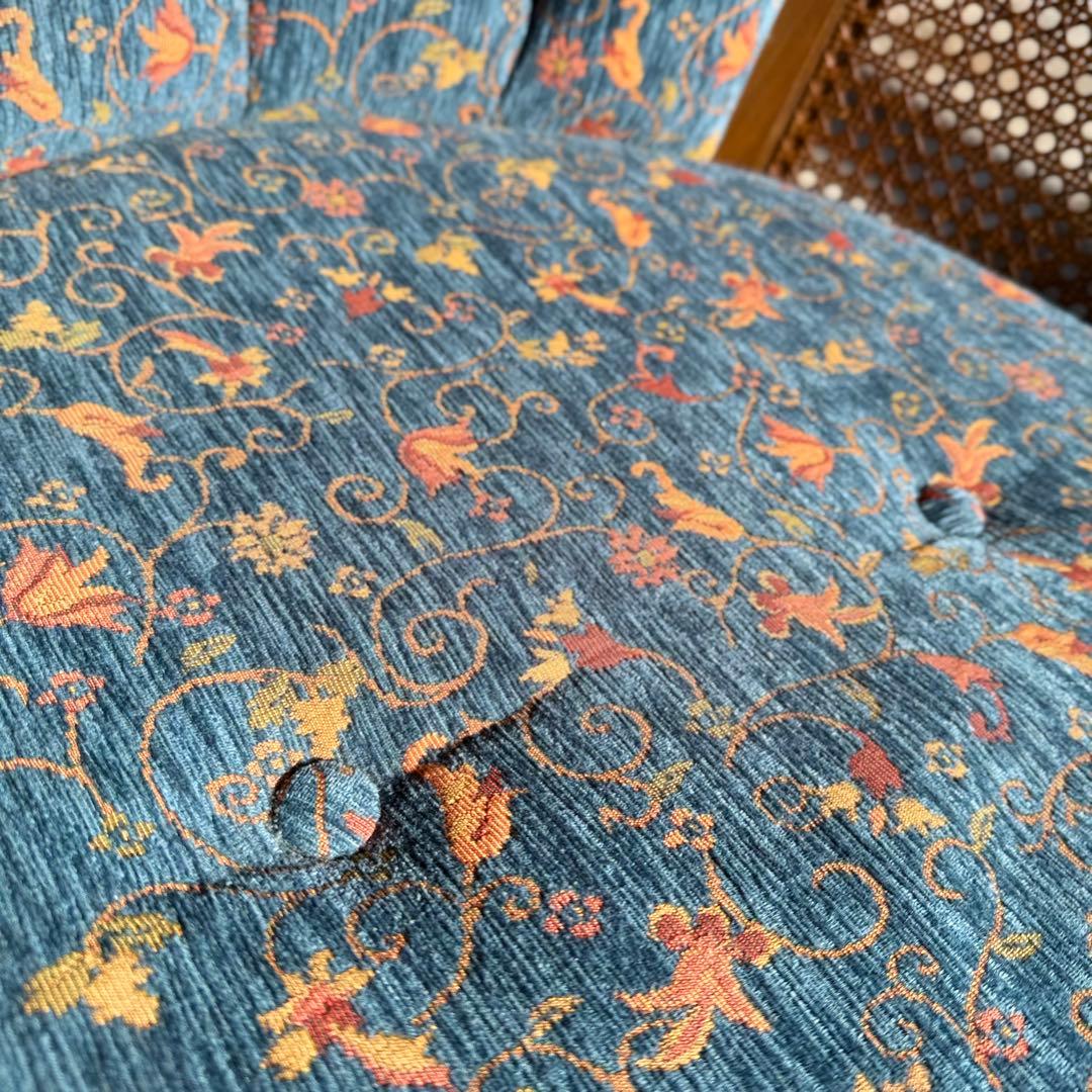 KZ031 【廃盤】三越ブルージュ　カントリーハウス　籐　1Pソファ　小花柄