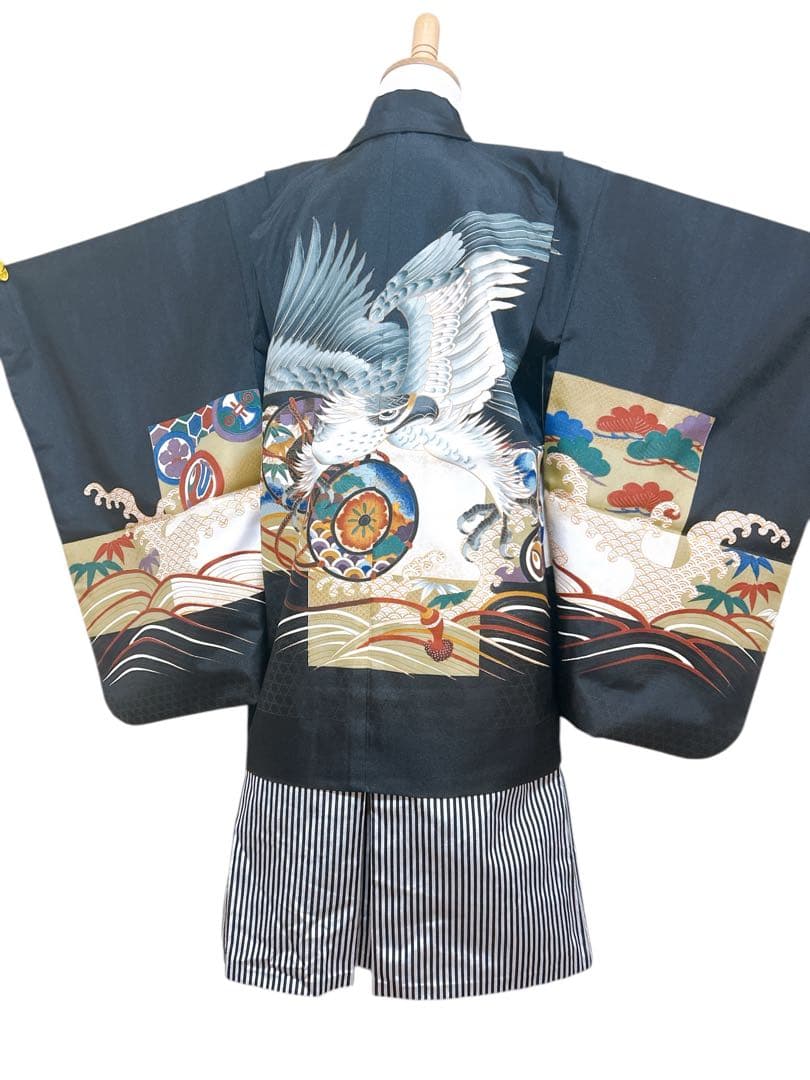 お買い得品♡七五三　5歳　男の子　セット　一式　鷹　黒系