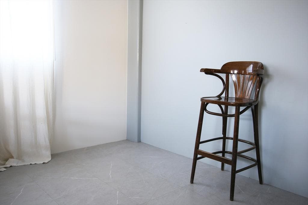 フランスアンティーク木製ベントウッドハイチェア/カウンターイス椅子(91-221