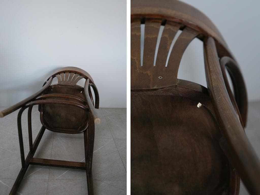 フランスアンティーク木製ベントウッドハイチェア/カウンターイス椅子(91-221