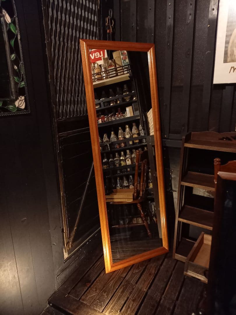 売約済　1970's　欧州　ヴィンテージ　チェリー　ウッド　木製　無垢材　全身鏡