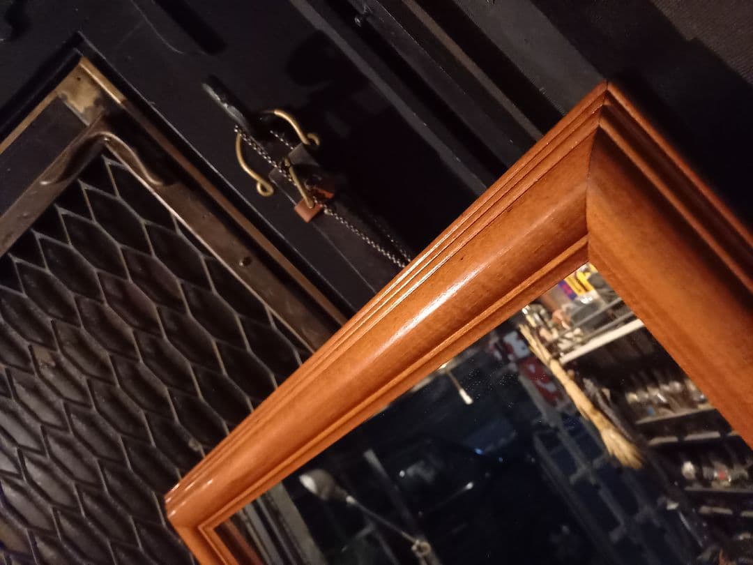 売約済　1970's　欧州　ヴィンテージ　チェリー　ウッド　木製　無垢材　全身鏡