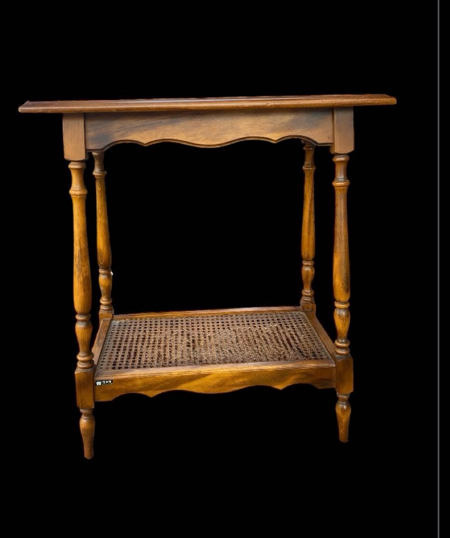 karimoku カリモク 木製 コンソールテーブル ラタン棚付き 幅60