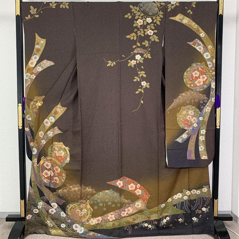 510z23☆振袖 金通し 高身長な方にも 古典柄 辻が花☆美品 成人式 結婚式