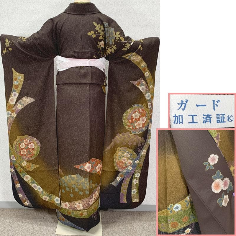 510z23☆振袖 金通し 高身長な方にも 古典柄 辻が花☆美品 成人式 結婚式