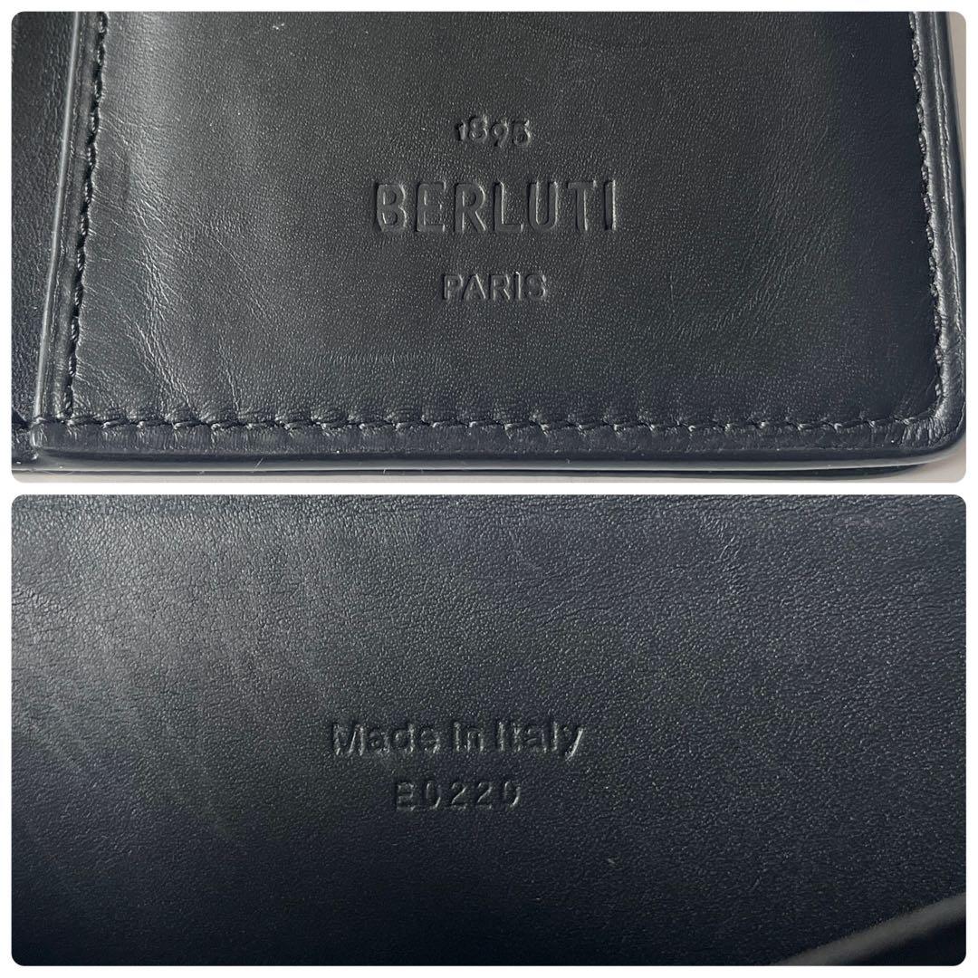 ベルルッティ　サンタル　スクリットレザー　ジップロングウォレット　濃茶色　メンズ