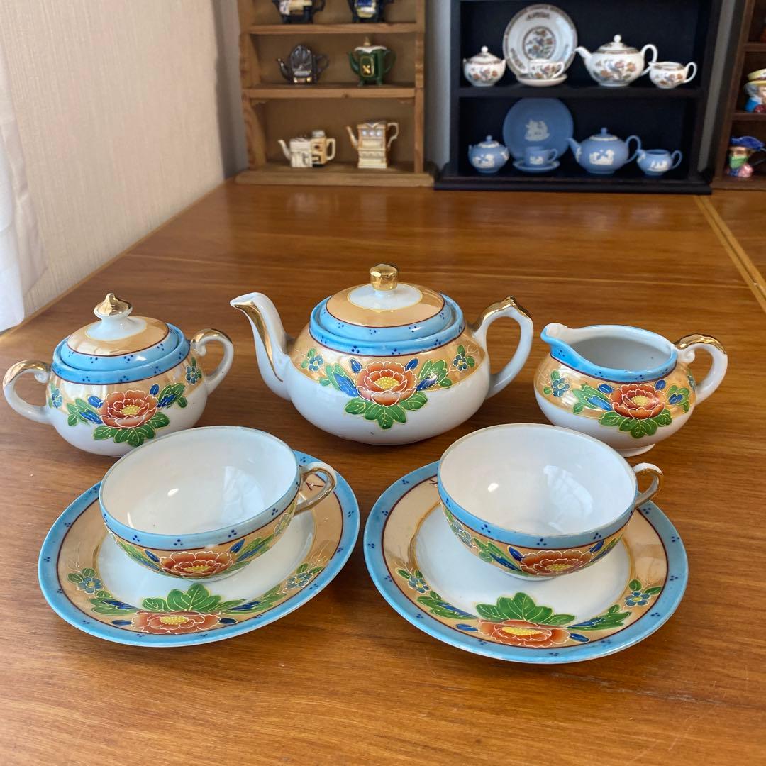 オールドジャパン　英国里帰り　ラスター彩　盛り上げ　チルドレンズ　ティーセット