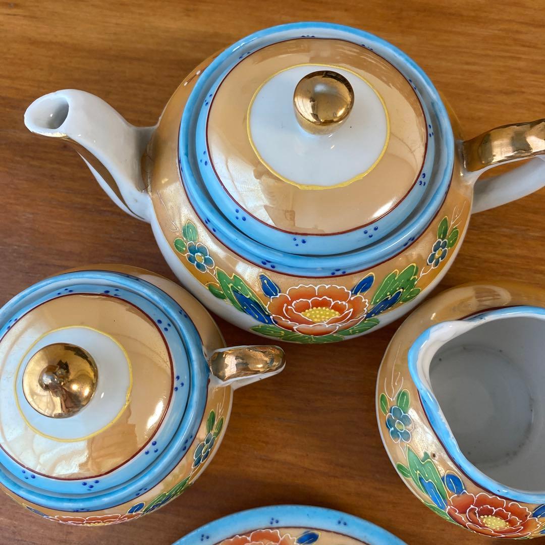 オールドジャパン　英国里帰り　ラスター彩　盛り上げ　チルドレンズ　ティーセット