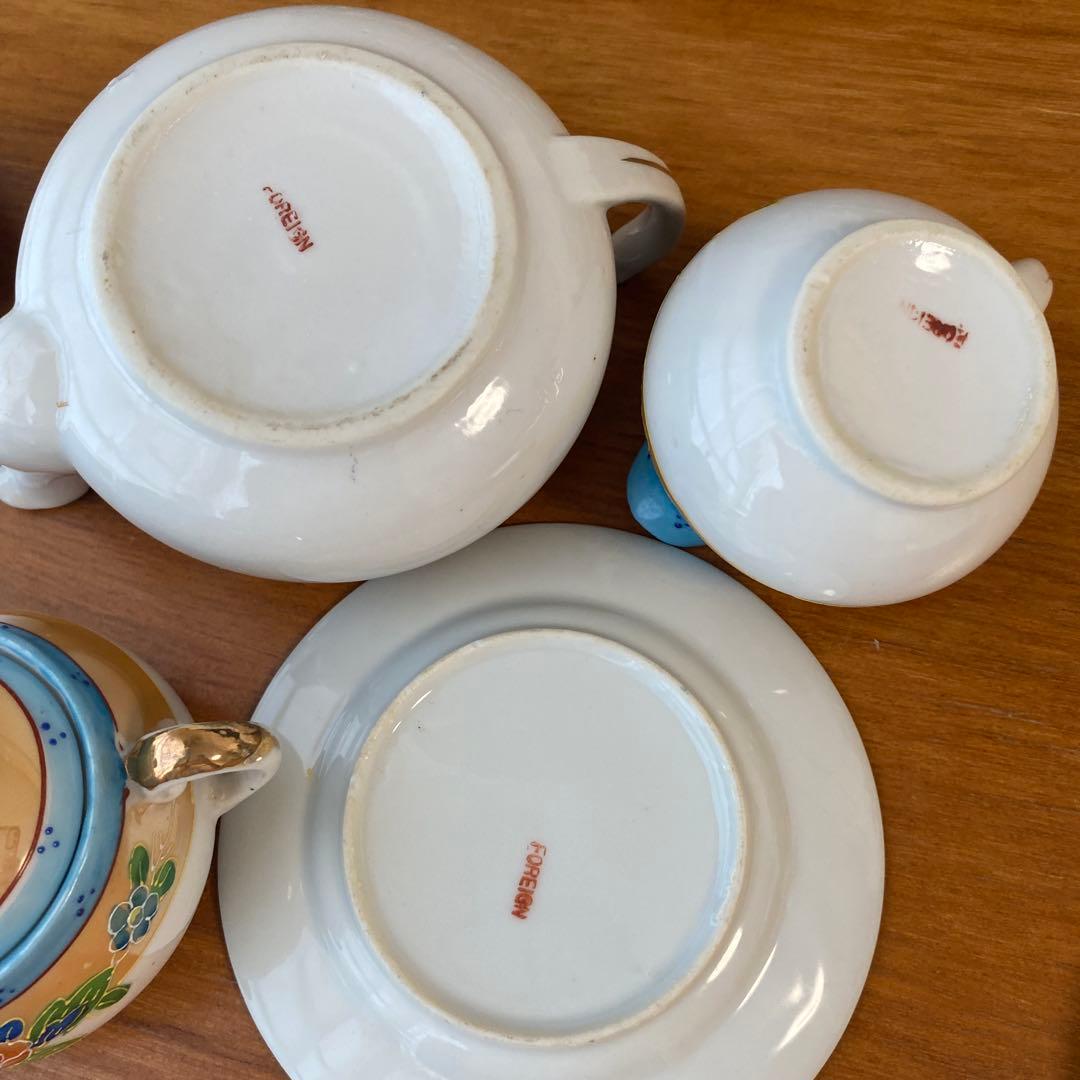 オールドジャパン　英国里帰り　ラスター彩　盛り上げ　チルドレンズ　ティーセット
