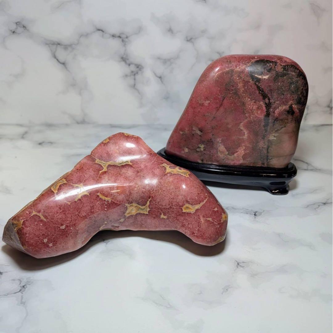 菱マンガン鉱　２石セット　鑑賞石　観賞石　飾り石　鉱物