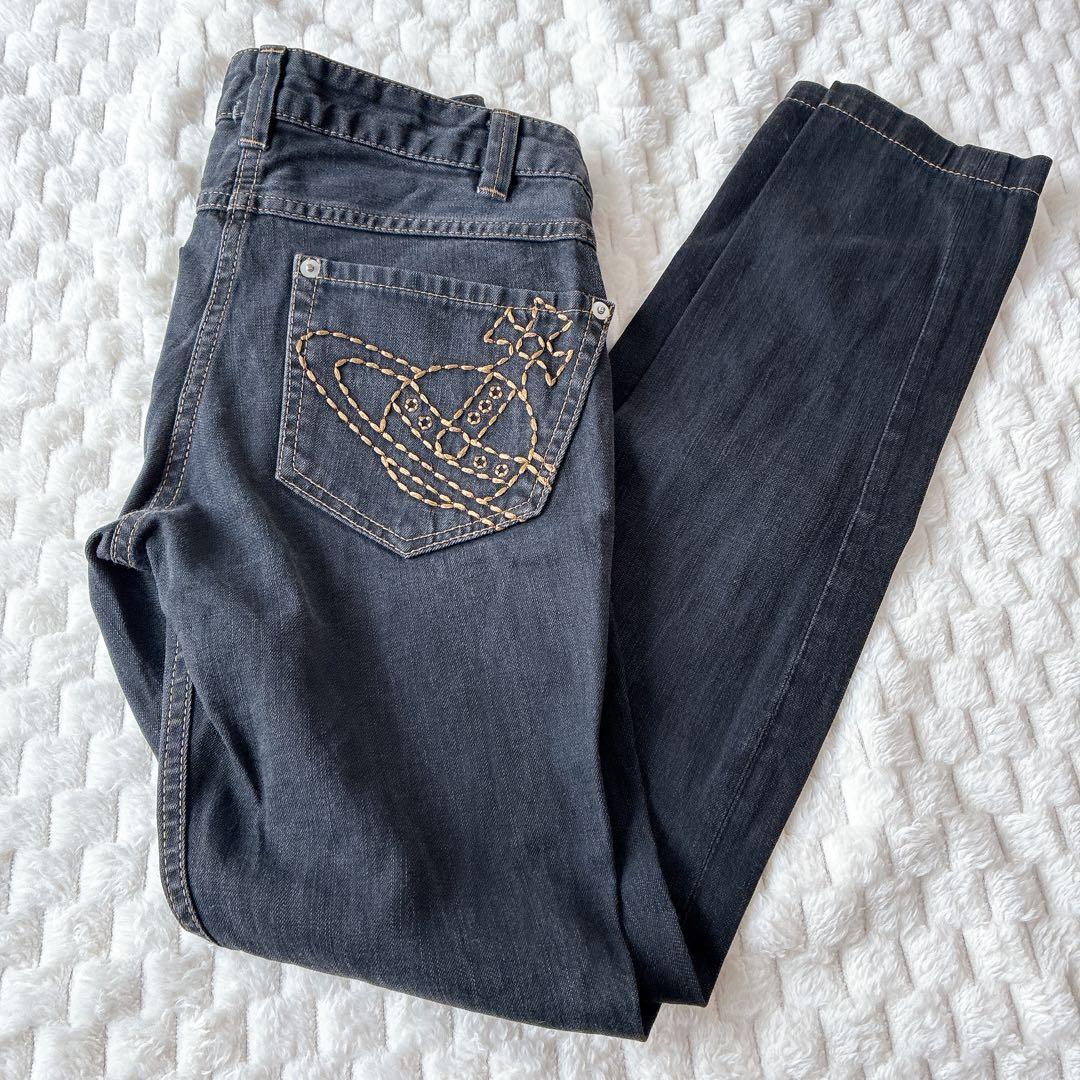 ヴィヴィアンウエストウッド　ジーンズ　デニム　スキニー　オーブ　刺繍
