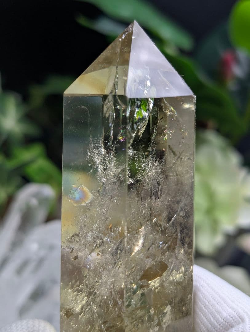 高級208g 虹 シトリン ポイント クラスター Point 柱 gi3