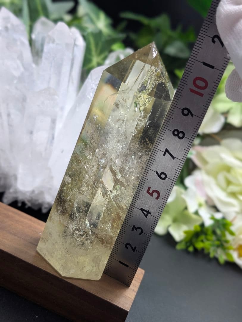 高級208g 虹 シトリン ポイント クラスター Point 柱 gi3