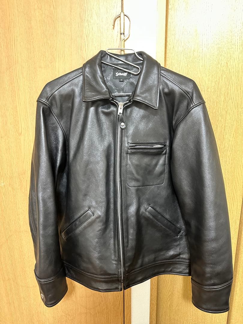 Schott ブラックレザーライダージャケット S