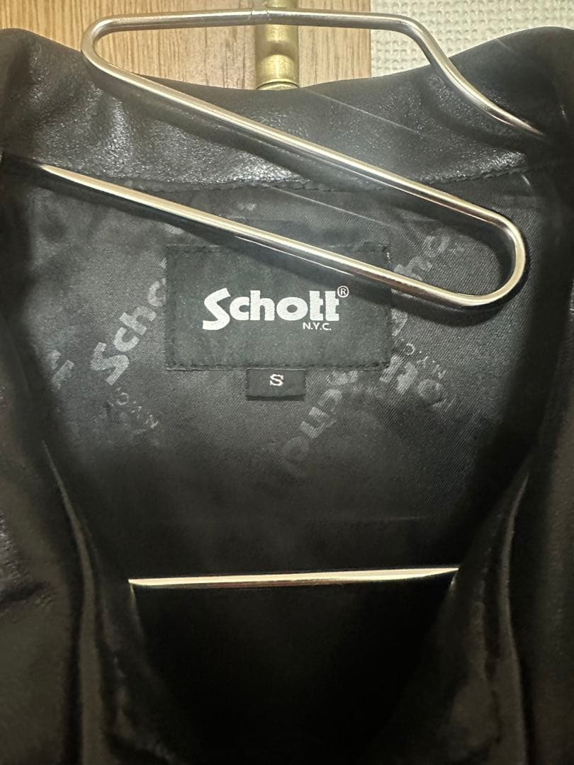 Schott ブラックレザーライダージャケット S