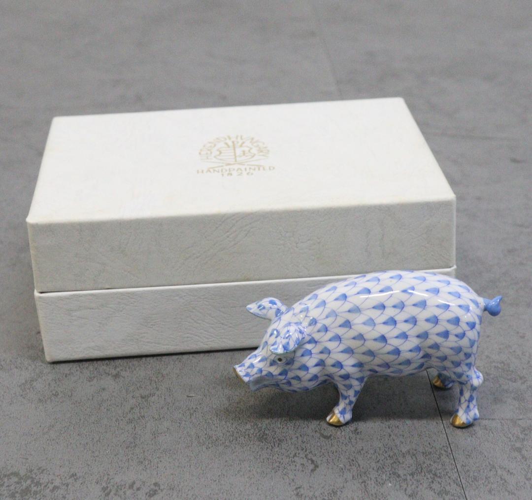 ◆ HEREND ヘレンド ウィーンの薔薇　ブタ　フィギュリン　箱付