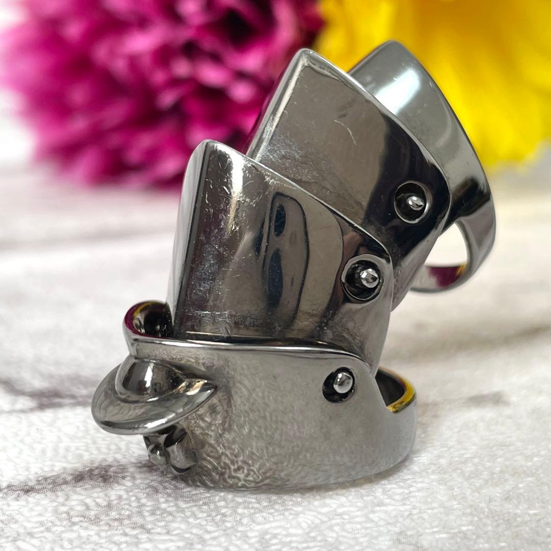 極美品✨ヴィヴィアンウエストウッド　アーマーリング　立体オーブ　シルバー　L