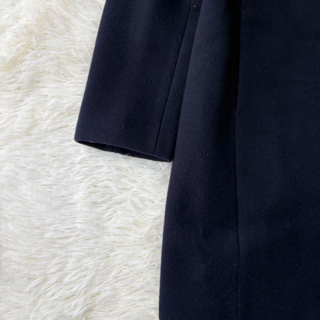 L'Appartement カシミヤ混 ノーカラーコート Ｓ　ネイビー