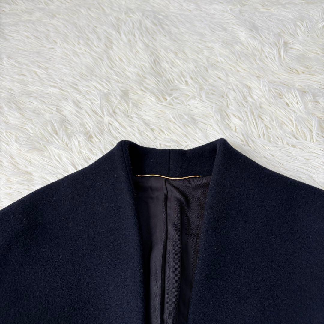 L'Appartement カシミヤ混 ノーカラーコート Ｓ　ネイビー