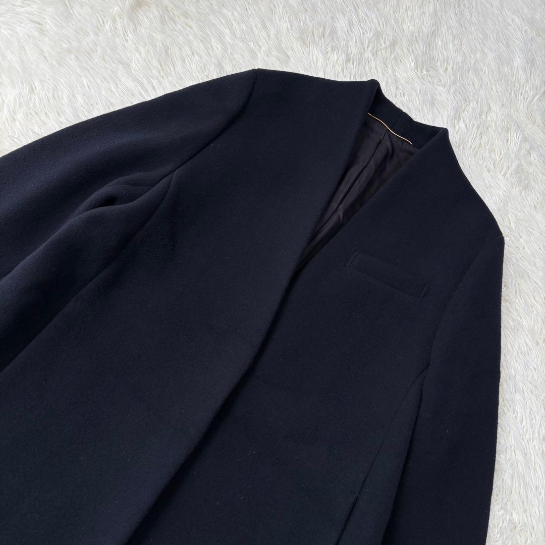 L'Appartement カシミヤ混 ノーカラーコート Ｓ　ネイビー