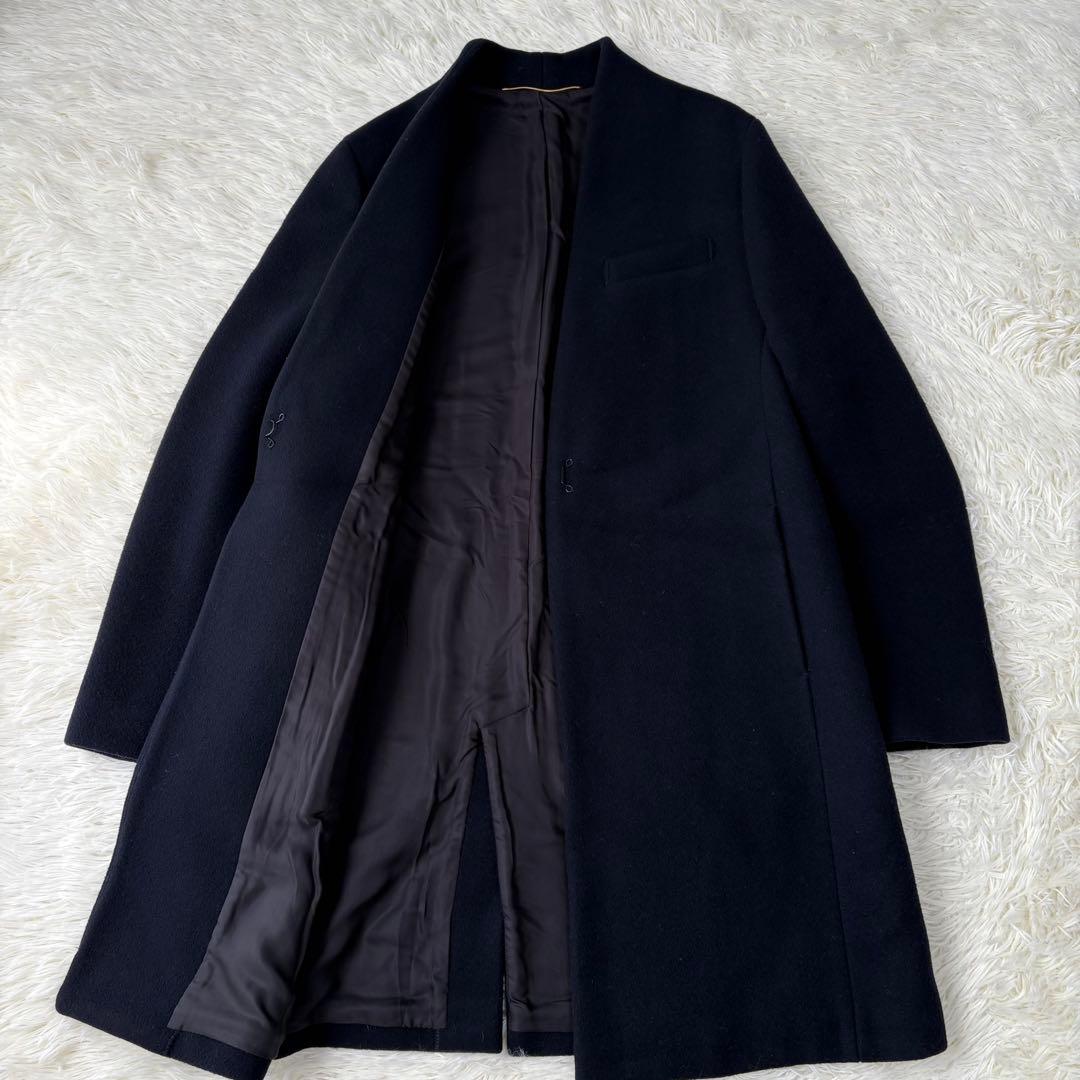 L'Appartement カシミヤ混 ノーカラーコート Ｓ　ネイビー