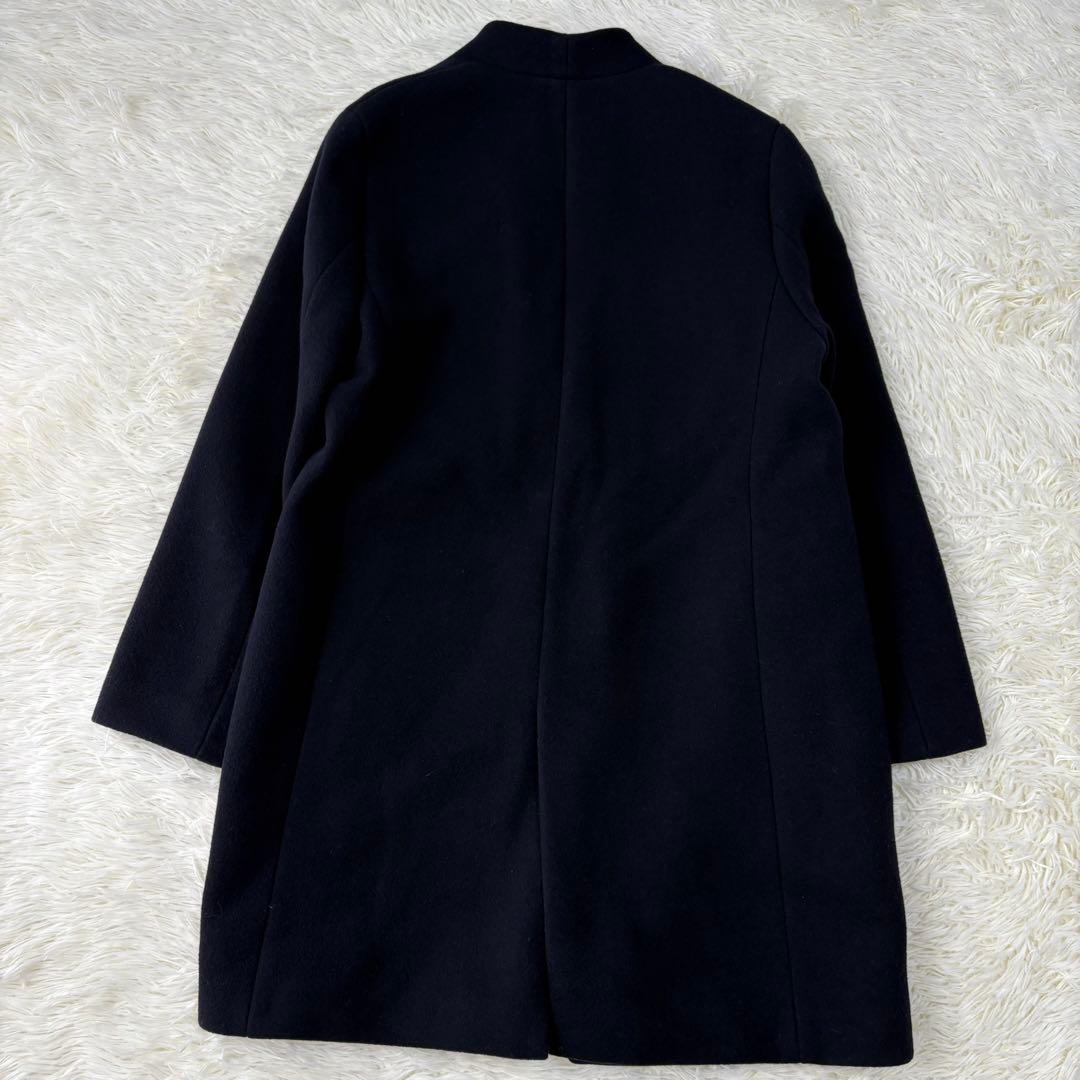 L'Appartement カシミヤ混 ノーカラーコート Ｓ　ネイビー
