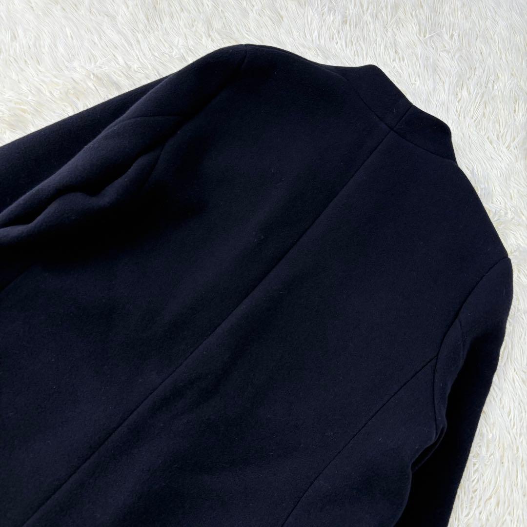 L'Appartement カシミヤ混 ノーカラーコート Ｓ　ネイビー