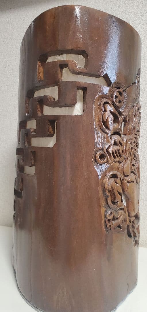 縁起物　希少蔵出し　風神　雷神　木製手彫り　彫刻入り置物 ライト付き