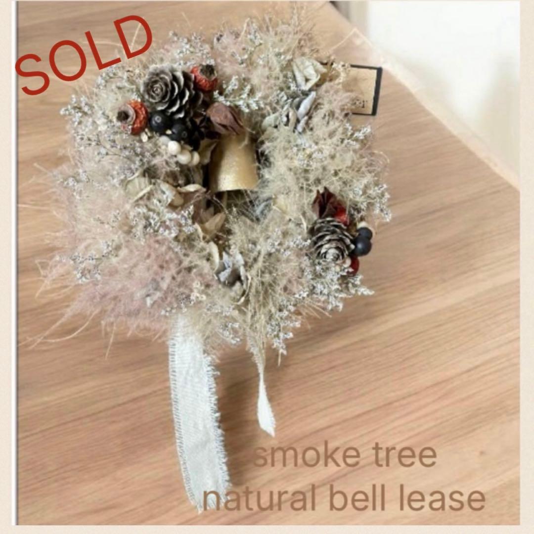 スモークツリーと木の実のナチュラルリース ドライフラワー ガウベル付き