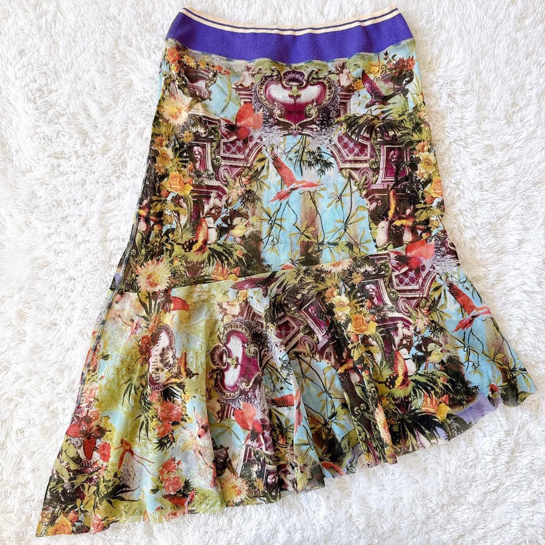 ジャンポールゴルチエ パワーネット アシンメトリースカート 楽園 トロピカル