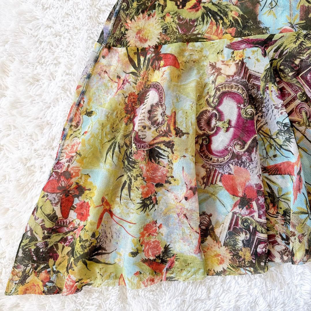 ジャンポールゴルチエ パワーネット アシンメトリースカート 楽園 トロピカル