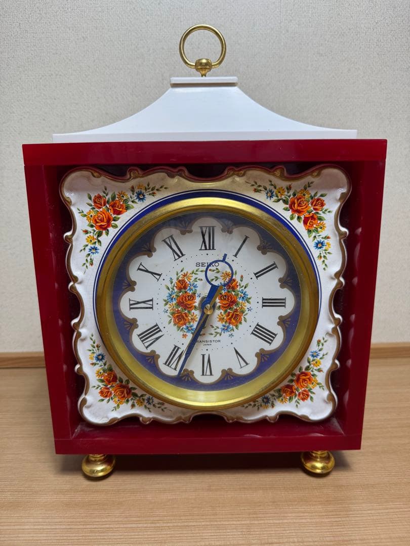 SEIKO 花柄 陶器 置時計 トランジスタ 昭和レトロ