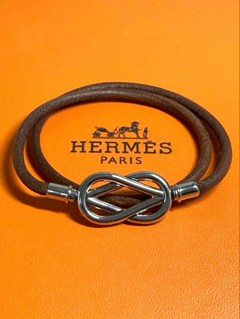 良品　エルメス　アタメ　チョーカー　2連ブレスレット　シルバー金具 箱付き
