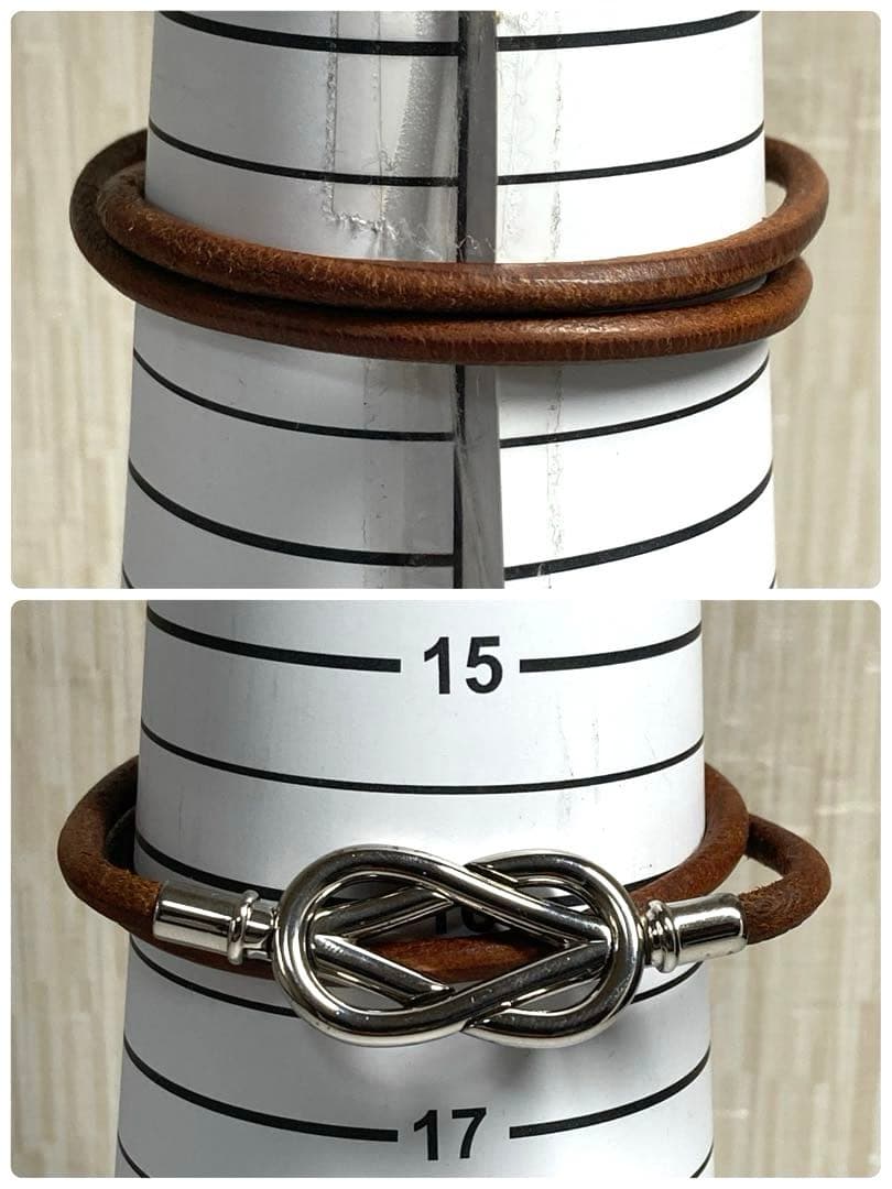 良品　エルメス　アタメ　チョーカー　2連ブレスレット　シルバー金具 箱付き