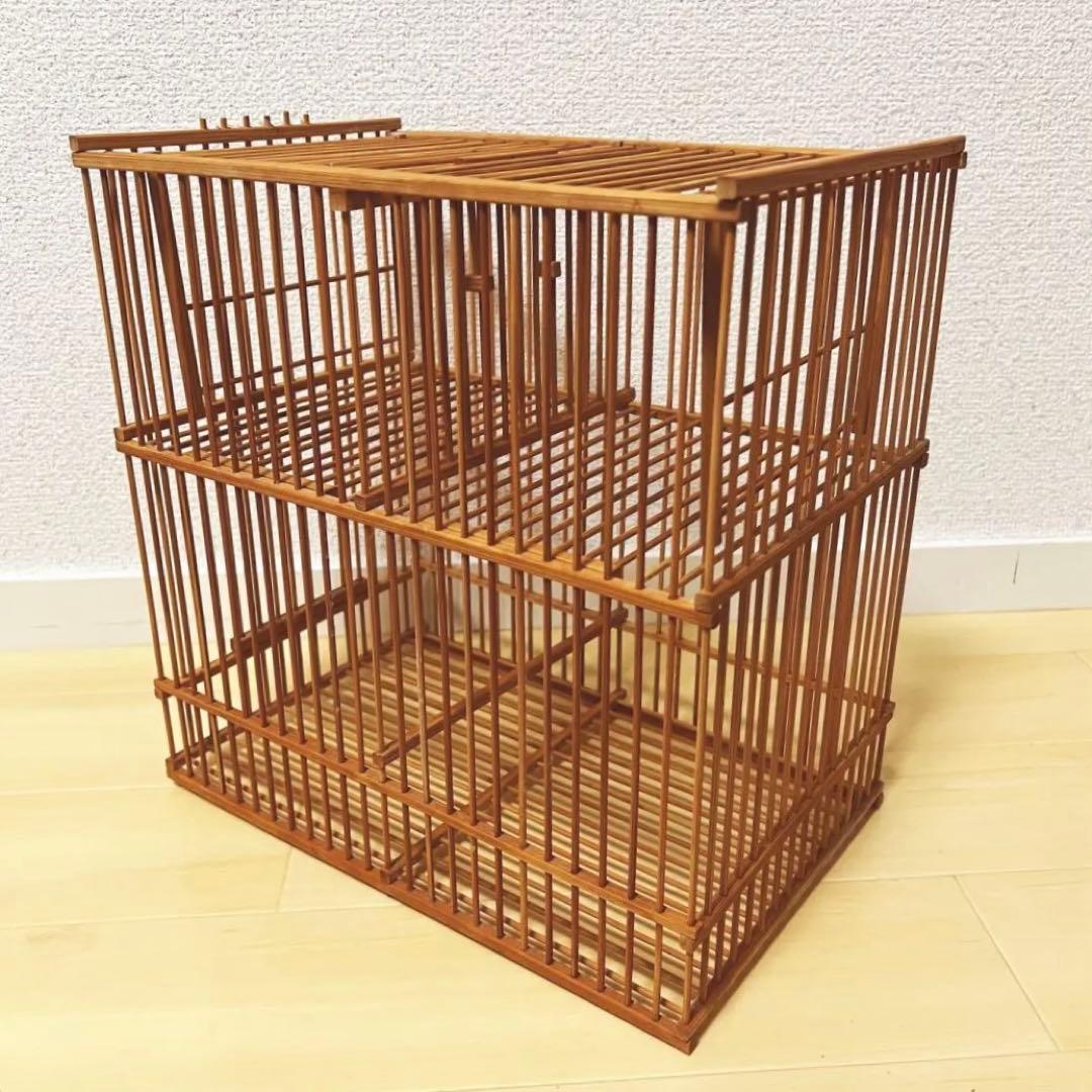 【蔵出し出品】竹製 鳥籠 落とし籠