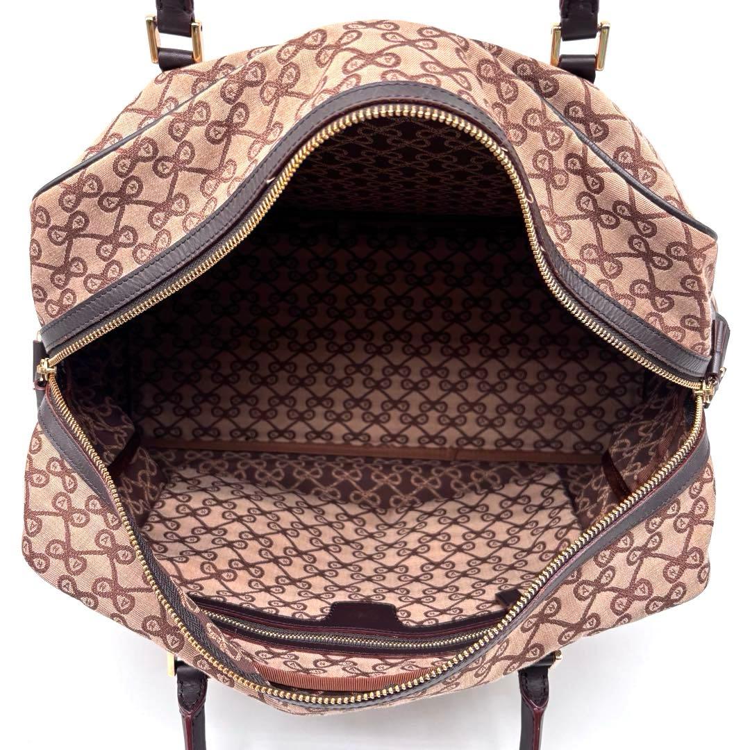 ✨希少✨アニヤハインドマーチ　ボストンバッグ　2way　リボン柄　総柄　ブラウン