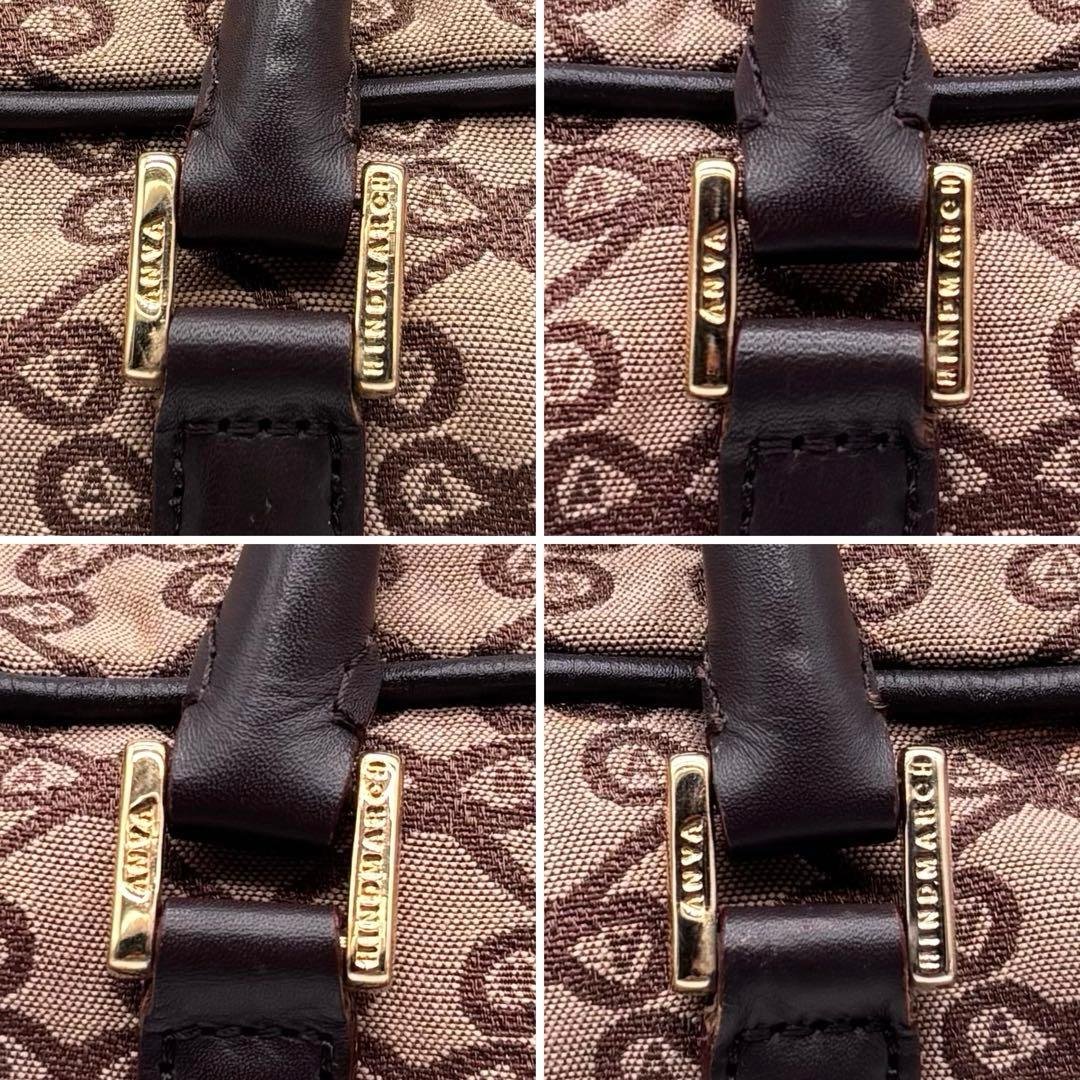 ✨希少✨アニヤハインドマーチ　ボストンバッグ　2way　リボン柄　総柄　ブラウン