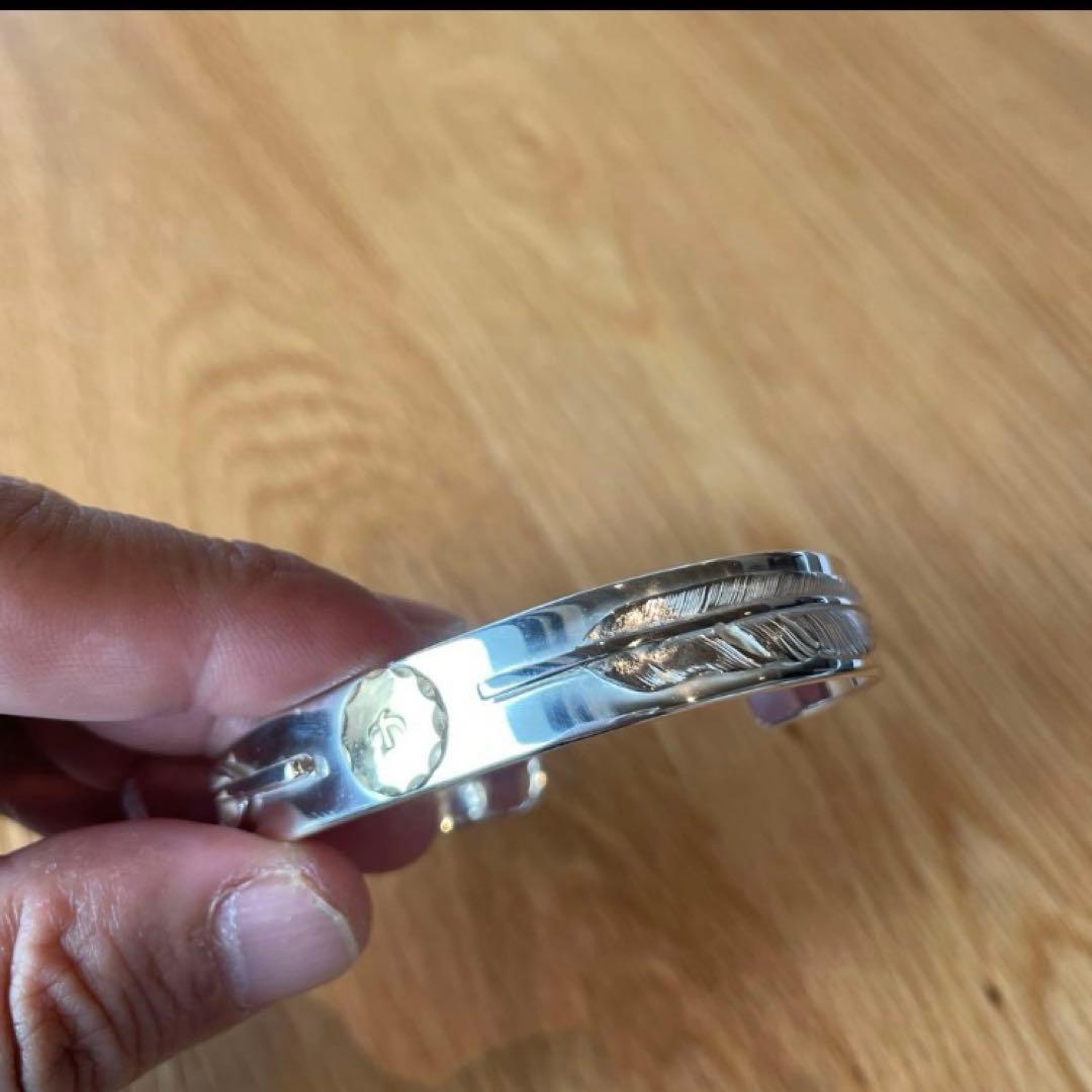 残1 ダブルフェザー ブレス バングル 平打ち Mサイズ ノーブランド キムタク