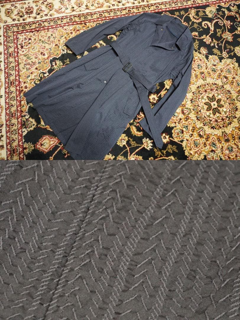 ジョルジオ アルマーニ シェブロン刺繍 シアサッカー トレンチ スプリングコート