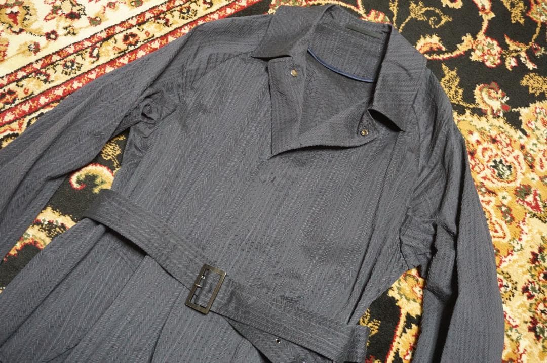 ジョルジオ アルマーニ シェブロン刺繍 シアサッカー トレンチ スプリングコート