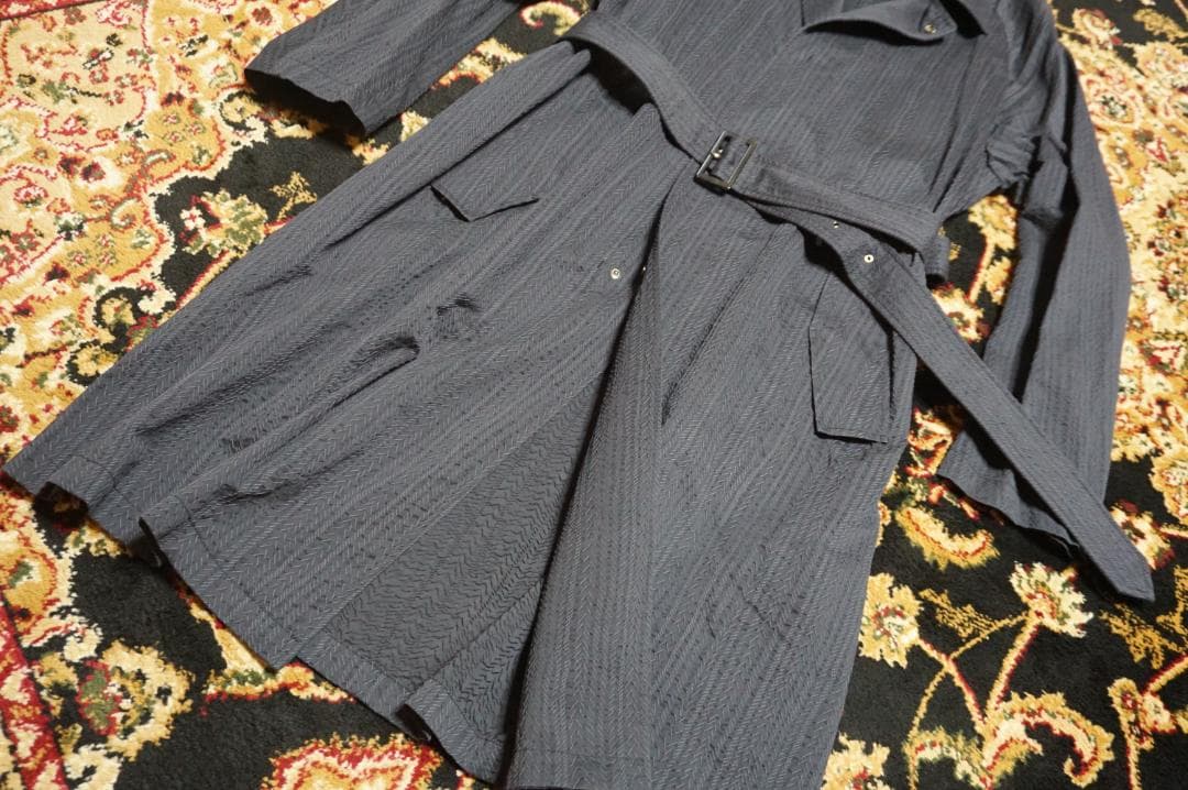 ジョルジオ アルマーニ シェブロン刺繍 シアサッカー トレンチ スプリングコート