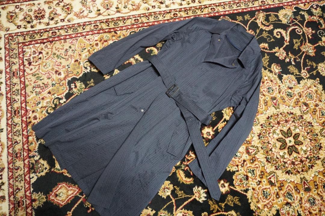 ジョルジオ アルマーニ シェブロン刺繍 シアサッカー トレンチ スプリングコート