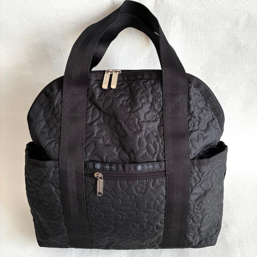 美品レスポートサック リュック ダリア デボス 黒 トートバッグ 型押し